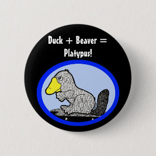 Bóton Redondo 5.08cm Pato + Castor = Platypus!