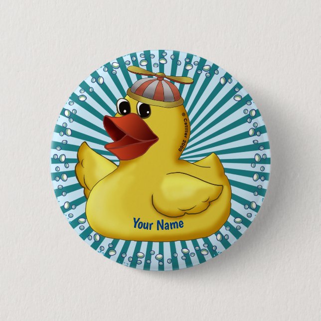 Bóton Redondo 5.08cm Pato de Borracha com Boné  (Frente)