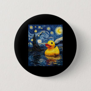 Bóton Redondo 5.08cm Pato de Borracha Van Gogh Estilo Noite Estrelada