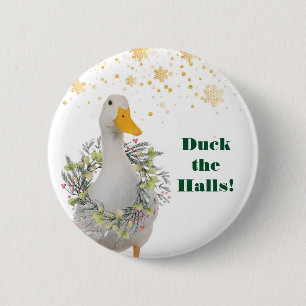 Bóton Redondo 5.08cm Pato Pato de Natal Branco