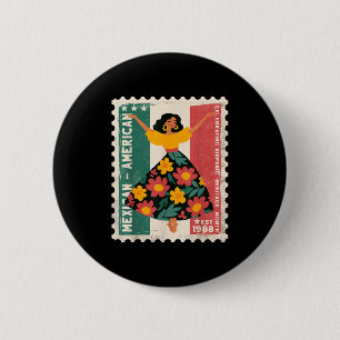 Bóton Redondo 5.08cm Patrimônio Hispânico do Dançarino Floral Mexicano