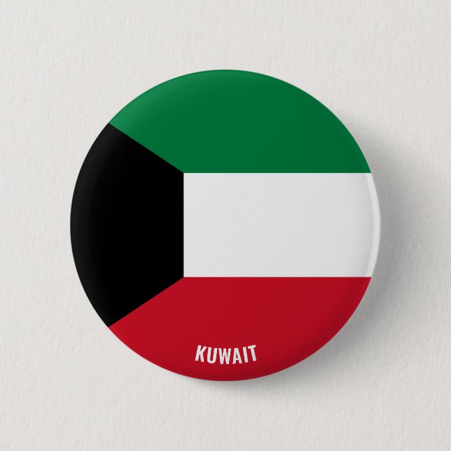 Bóton Redondo 5.08cm Patriótico Custo de Bandeira do Kuwait (Frente)