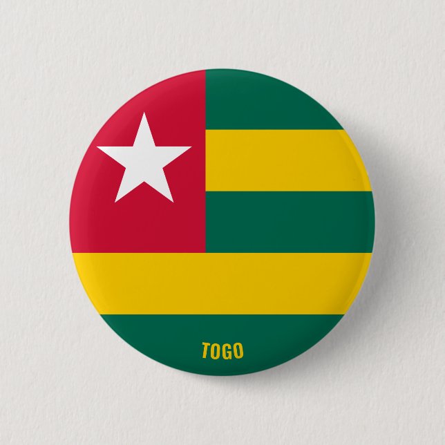 Bóton Redondo 5.08cm Patriótico de Bandeira do Togo (Frente)