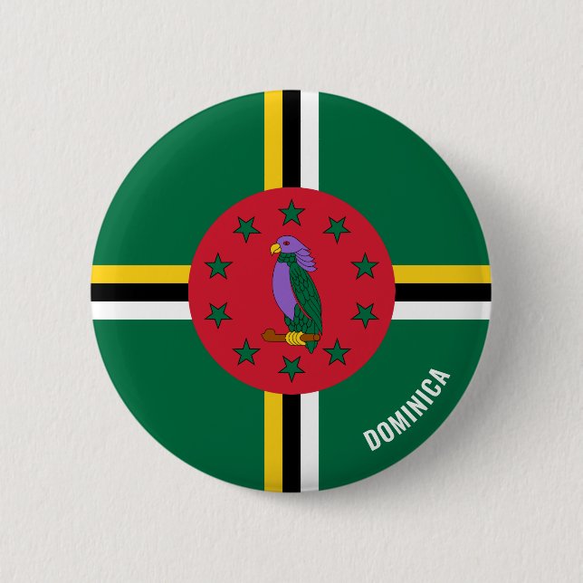 Bóton Redondo 5.08cm Patriótico Dominica Flag Charming (Frente)