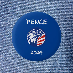 Bóton Redondo 5.08cm Patriótico Mike Pence 2024 Eleição Águia Escuro
