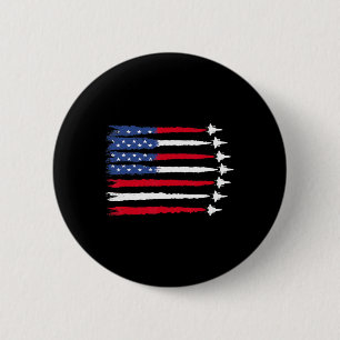Bóton Redondo 5.08cm Patriótico Vermelho Branco Azul Usa Bandeira Jatos