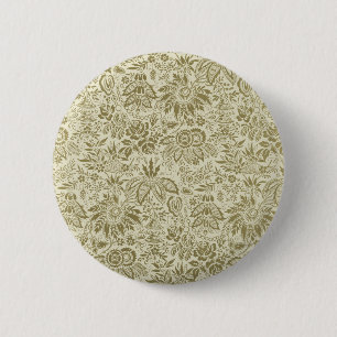 Bóton Redondo 5.08cm Patterno Floral Verde Sage - Damasco Antiquado