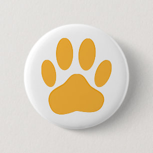 Bóton Redondo 5.08cm Pawprint de Cachorro Laranja