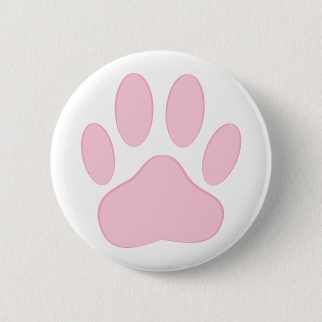 Bóton Redondo 5.08cm Pawprint do Cão Rosa (Frente)