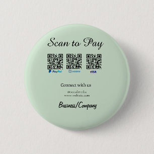 Bóton Redondo 5.08cm paypal venmo cartão visa scanear para pagar QR míd