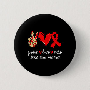 Bóton Redondo 5.08cm Paz Amor Cura Cancer Sangue Vermelho Fita Consciên