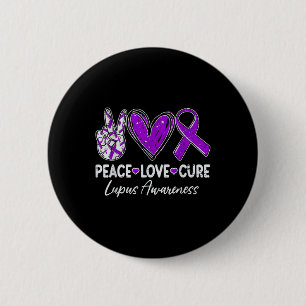 Bóton Redondo 5.08cm Paz Amor Cura Consciência Lupus Guerreiro Roxo