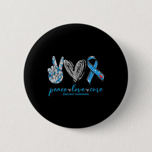 Bóton Redondo 5.08cm Paz Amor Curto Diabetes Sensibilização Fita Coraçã