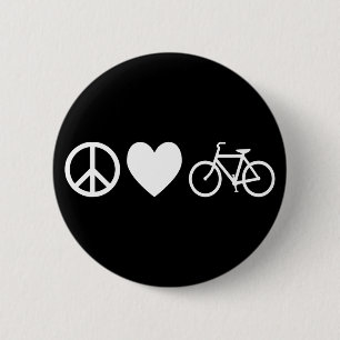 Bóton Redondo 5.08cm Paz Amor e Bicicletas