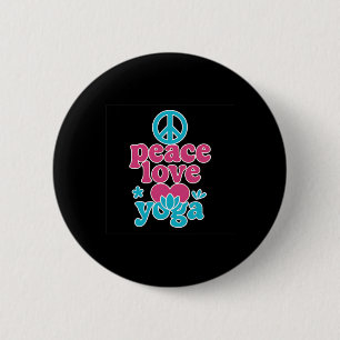 Bóton Redondo 5.08cm Paz Amor Yoga Retro Lotus Coração Arte Gráfica