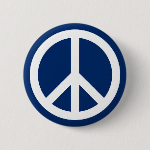 Bóton Redondo 5.08cm Paz Azul e Branco