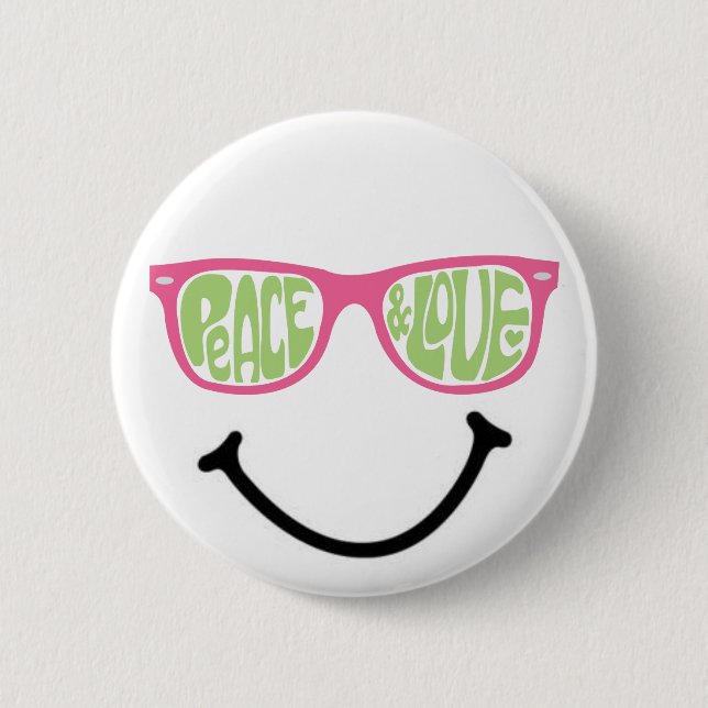 Bóton Redondo 5.08cm Paz e Amor e Felicidade (Frente)