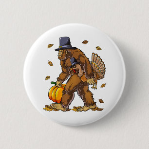 Bóton Redondo 5.08cm Pé Grande Peregrino Turquia Pumpkin Dia de Ação de