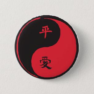 Bóton Redondo 5.08cm Peace and Love Yinyang