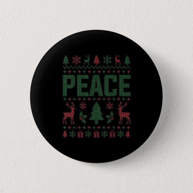 Bóton Redondo 5.08cm Peace I Come In Peace Couple Matching Ugly Christm (Frente)