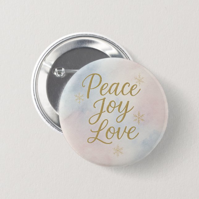 Bóton Redondo 5.08cm Peace Joy Love Elegant Christmas (Frente & Verso)