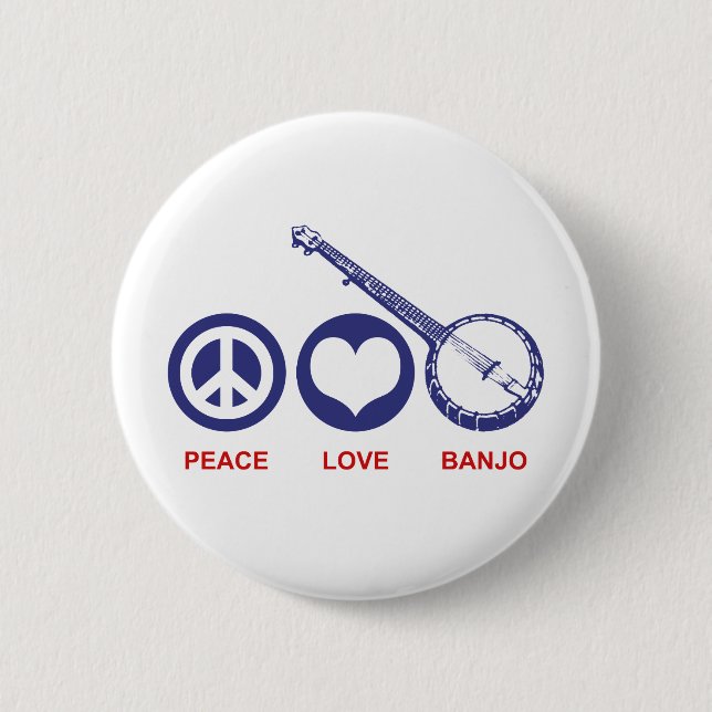 Bóton Redondo 5.08cm Peace Love Banjo (Frente)