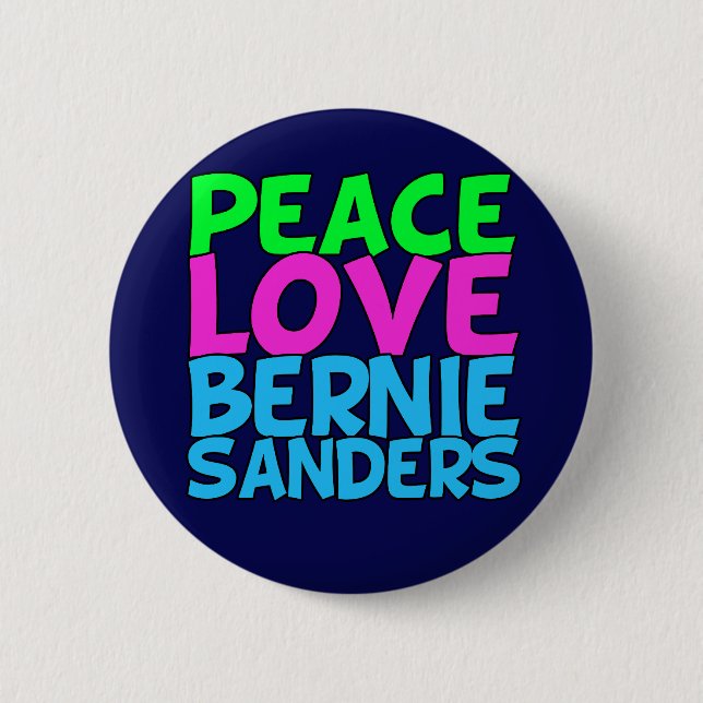 Bóton Redondo 5.08cm Peace Love Bernie Sanders (Frente)