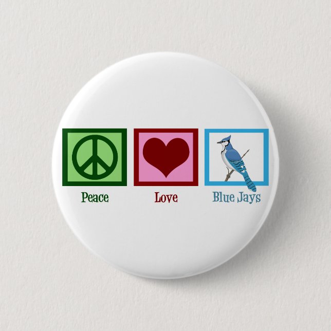 Bóton Redondo 5.08cm Peace Love Blue Jays (Frente)