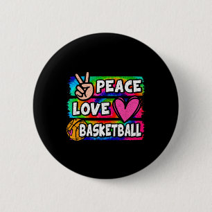 Bóton Redondo 5.08cm Peace Love Bysketbyll Lover Cute Tie Dye Girls Boy