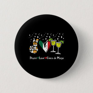 Bóton Redondo 5.08cm Peace Love Cinco De Mayo Party Fiesta Mulher Mexic