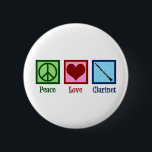 Bóton Redondo 5.08cm Peace Love Clarinets<br><div class="desc">O presente bonito do Peace Love Clarinets. Um design de clarinete fofo para orquestra ou banda com um bonito sinal de paz,  coração e instrumento.</div>