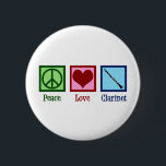 Bóton Redondo 5.08cm Peace Love Clarinets<br><div class="desc">O presente bonito do Peace Love Clarinets. Um design de clarinete fofo para orquestra ou banda com um bonito sinal de paz,  coração e instrumento.</div>