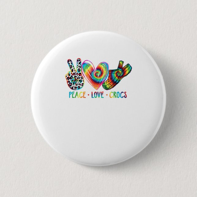 Bóton Redondo 5.08cm Peace Love crocs Funny Gift (Frente)