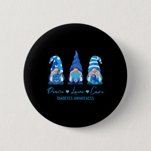 Bóton Redondo 5.08cm Peace Love Cure Gnome Diabetes Sensibiliza Sobrevi