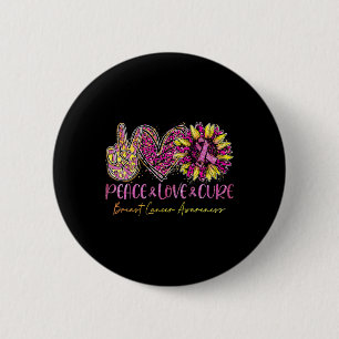 Bóton Redondo 5.08cm Peace Love Cure Pink Leopardo Sunflower Bree Cura