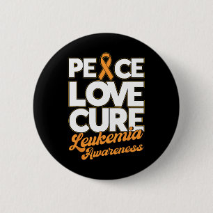 Bóton Redondo 5.08cm Peace Love Cure Support Leukemia Sensibilização Fr