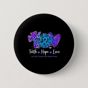 Bóton Redondo 5.08cm Peace Love Cure Teal & Suicídio Roxo