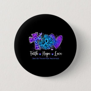 Bóton Redondo 5.08cm Peace Love Cure Teal E Suicídio De Girassol Roxo