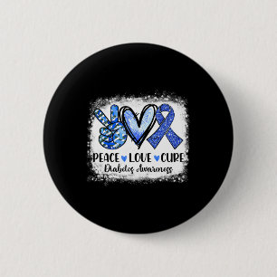 Bóton Redondo 5.08cm Peace Love Cure Type 1 Diabetes Sensibilização T1d