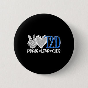 Bóton Redondo 5.08cm Peace Love Cure Type 2 Diabetes Awarts T2D Blue