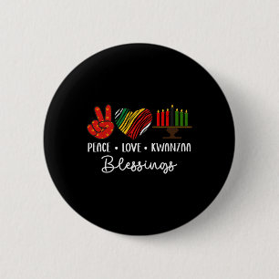 Bóton Redondo 5.08cm Peace Love Kwanzaa abençoa a mania africana natalí