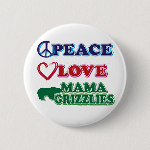 Bóton Redondo 5.08cm Peace-Love-Mama-Grizzlies