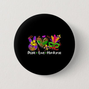 Bóton Redondo 5.08cm Peace Love Mardi Gras 1