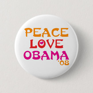 Bóton Redondo 5.08cm Peace Love Obama