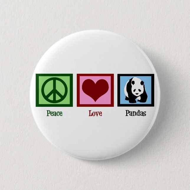 Bóton Redondo 5.08cm Peace Love Pandas (Frente)