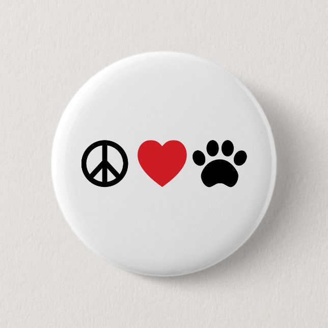 Bóton Redondo 5.08cm Peace, Love, Paw Button (Frente)
