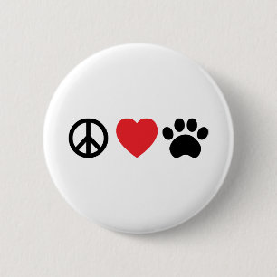 Bóton Redondo 5.08cm Peace, Love, Paw Button
