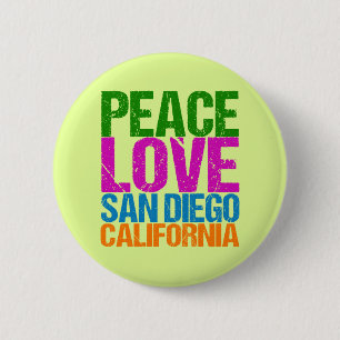 Bóton Redondo 5.08cm Peace Love San Diego California