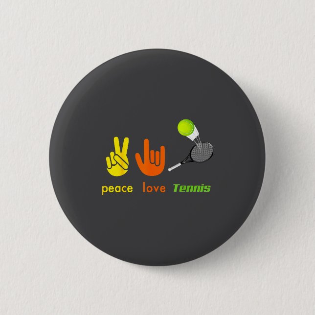 Bóton Redondo 5.08cm Peace Love Tennis Funny Tennis Lovers Hand Sign De (Frente)