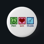 Bóton Redondo 5.08cm Peace Love Ukulele<br><div class="desc">Peace Love Ukulele. Um presente bonito para jogadores ukuleles,  com um legal sinal de paz,  coração e instrumento uke.</div>